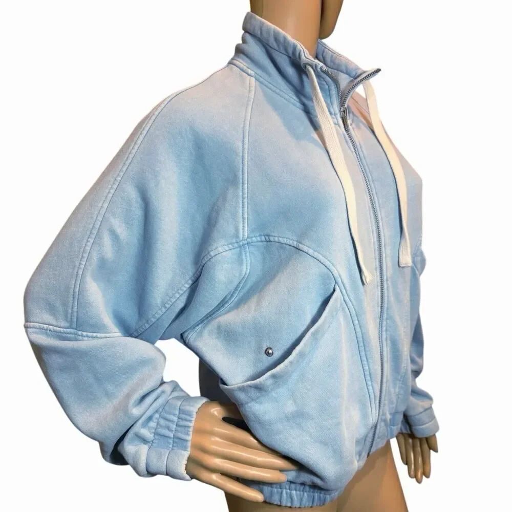 BDG Evie Fleece Baby Blue Full Zip Jacket Slouchy Oversized Streetwear Medium - Picture 3 of 16